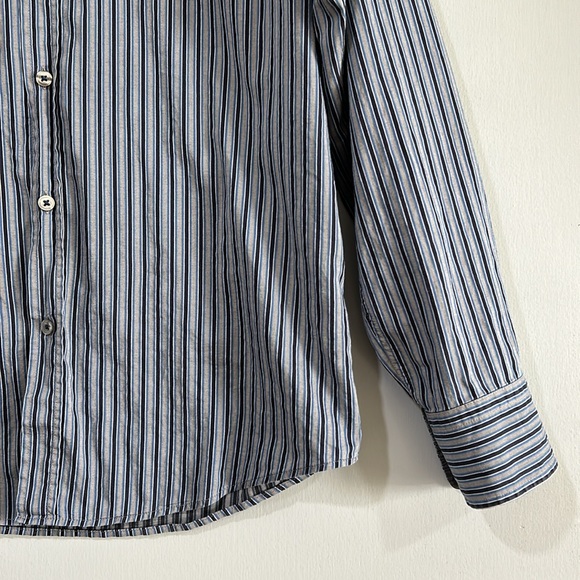 HUGO BOSS MENS CLASSIC FIT BUTTON UP DRESS SHIRT GREY NAVY LINES SIZE LARGE - Picture 4 of 12